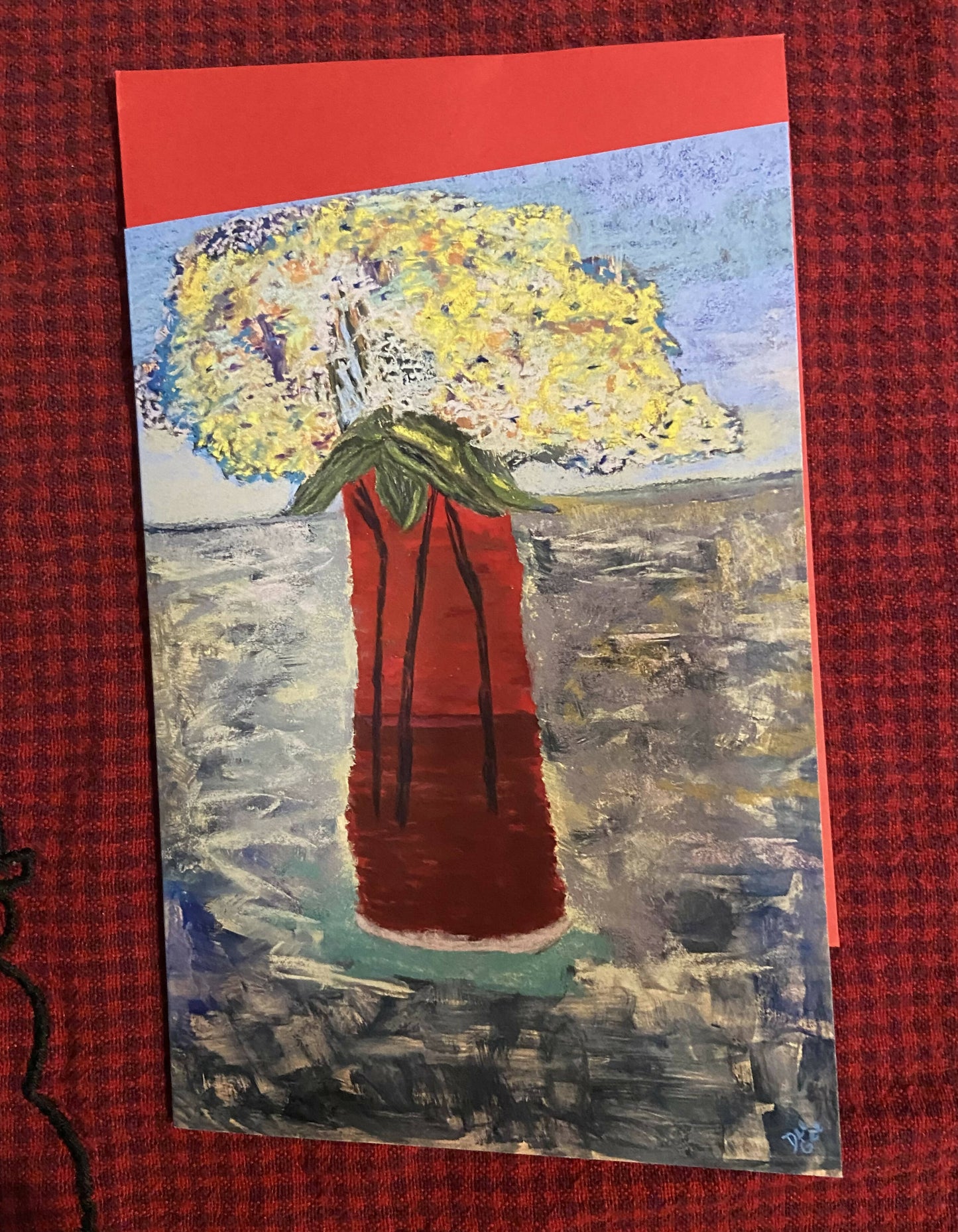 Holiday Blank single card with red envelope pkg. image derived from artist original painting