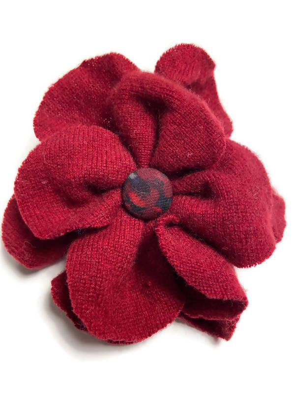 Repurposed Sweater Felted Wool Flower Brooch Pin