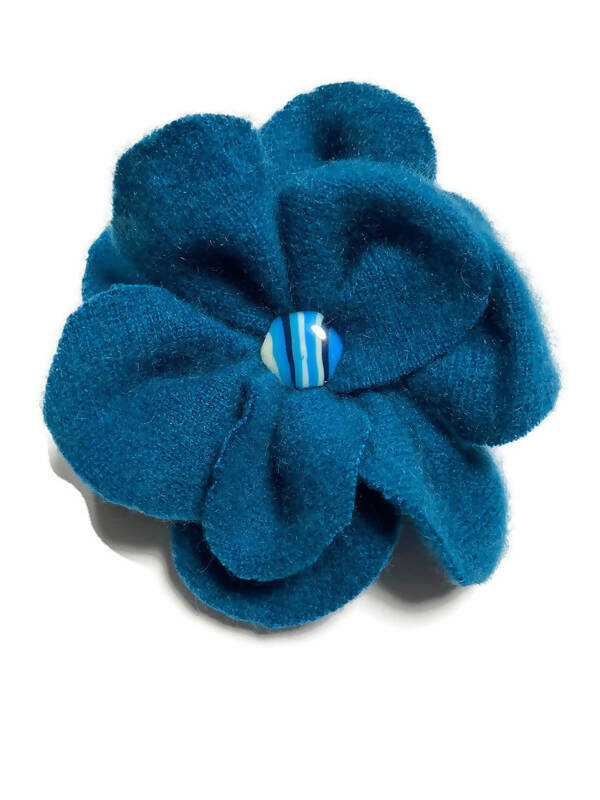 Repurposed Sweater Felted Wool Flower Brooch Pin