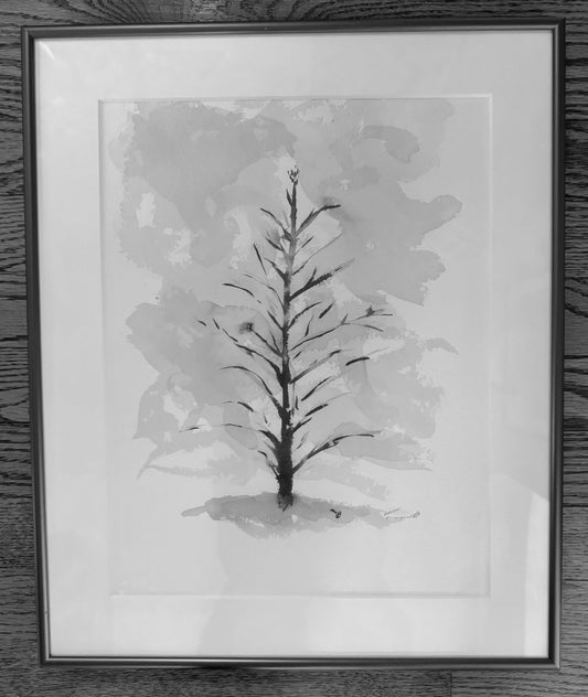 "Lone Tree" Original Ink on Paper, Framed by Katherine Orr