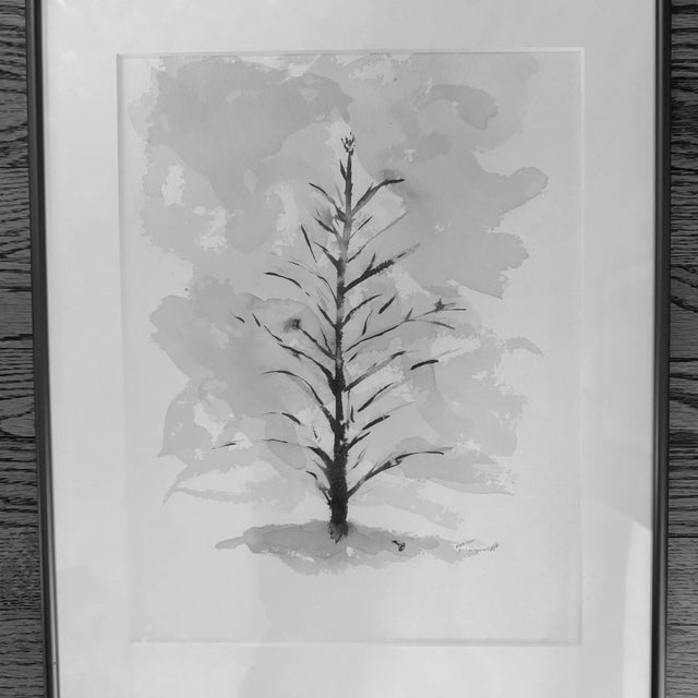 "Lone Tree" Original Ink on Paper, Framed by Katherine Orr