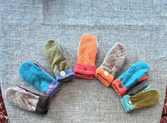 Cashmere patchwork mittens