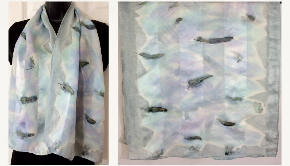 Lavender Silver Gray Silk Scarf