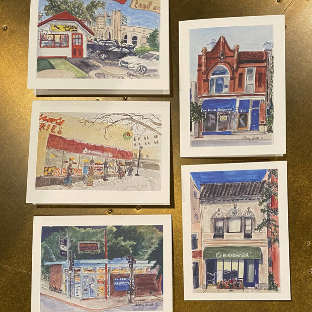 Evanston merchants note cards