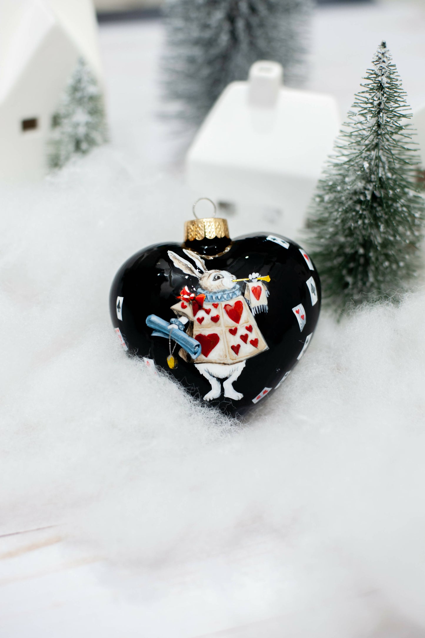Hand Painted Glass Ornament / Rabbit