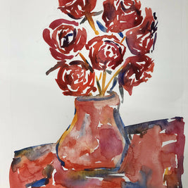 Watercolor Red Roses