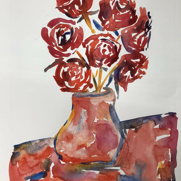 Watercolor Red Roses