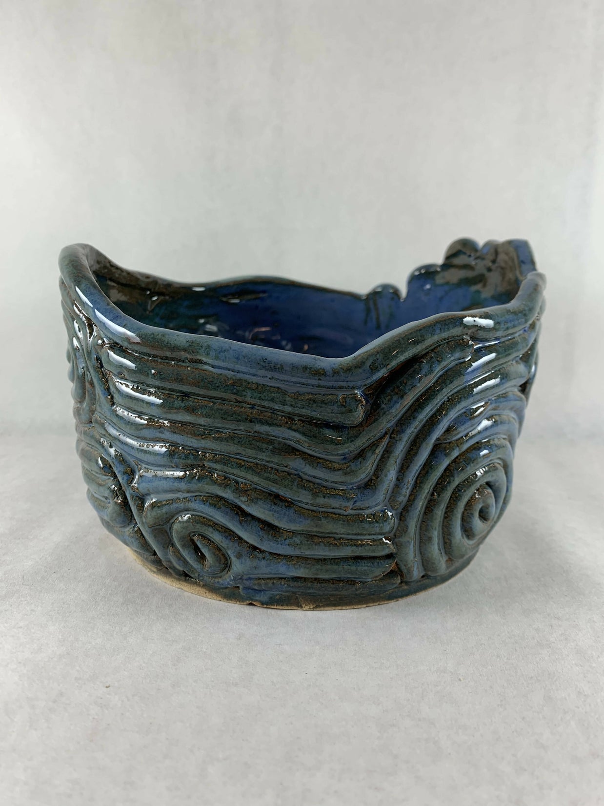 Ceramic Coil Pot in Blue Green