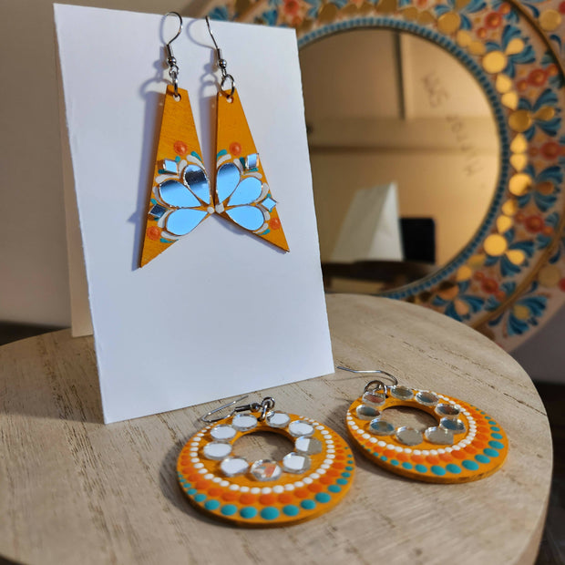 Hand painted wooden earrings