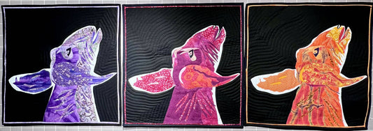 Goat triptych - appliqued art quilt