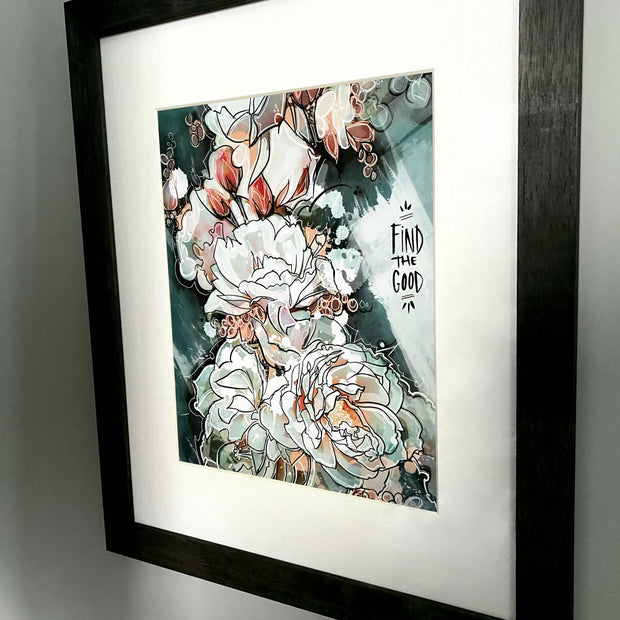"Find the Good" Lustre Print with Linen Texture, Framed
