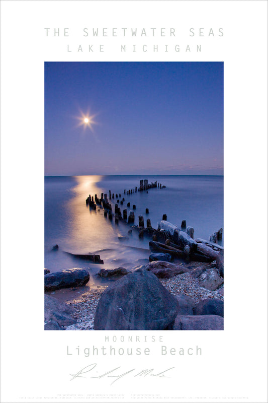 Sweetwater Seas Fine Art Poster - Old Pier Lighthouse Beach Winter