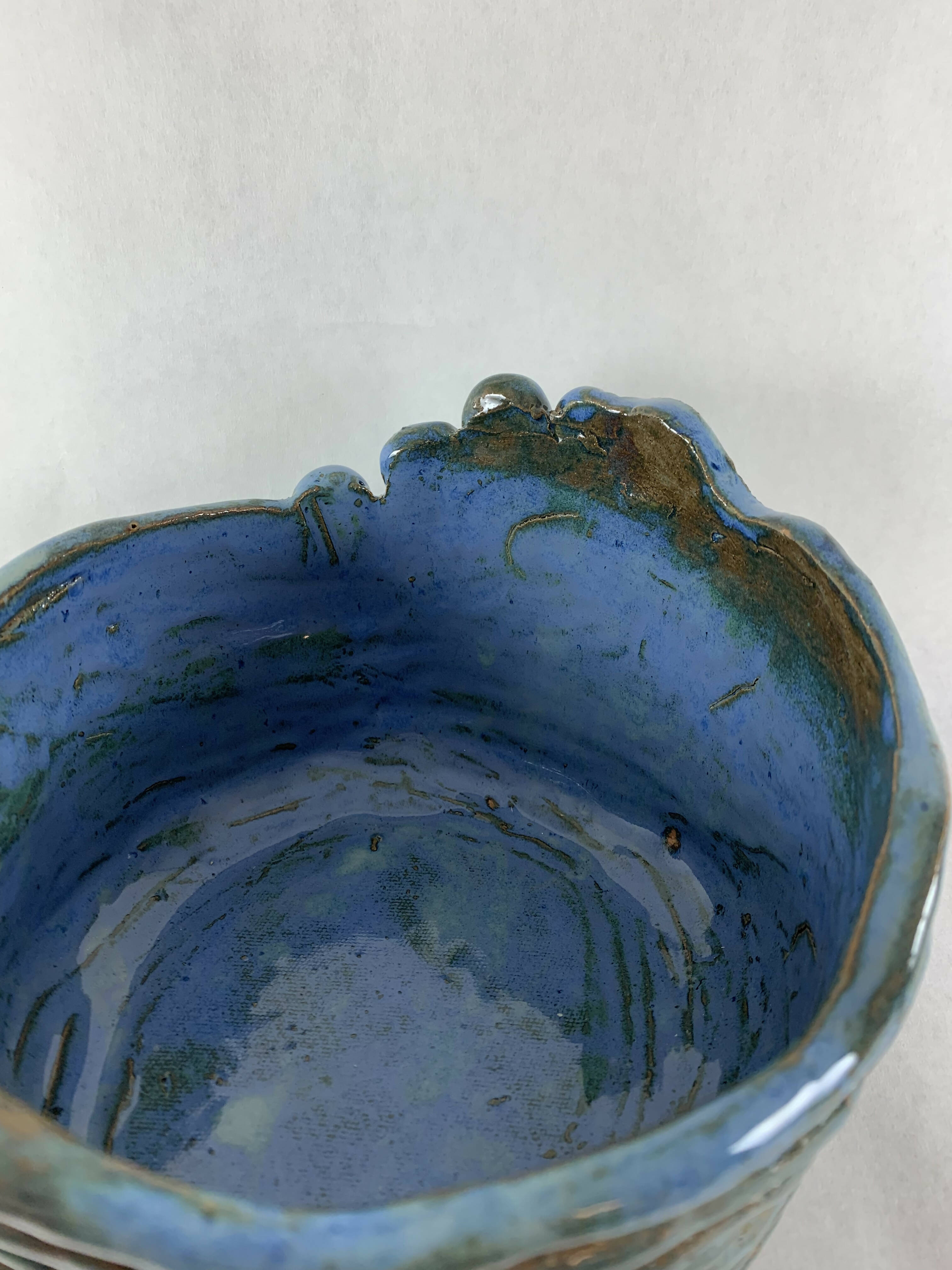Ceramic Coil Pot in Blue Green