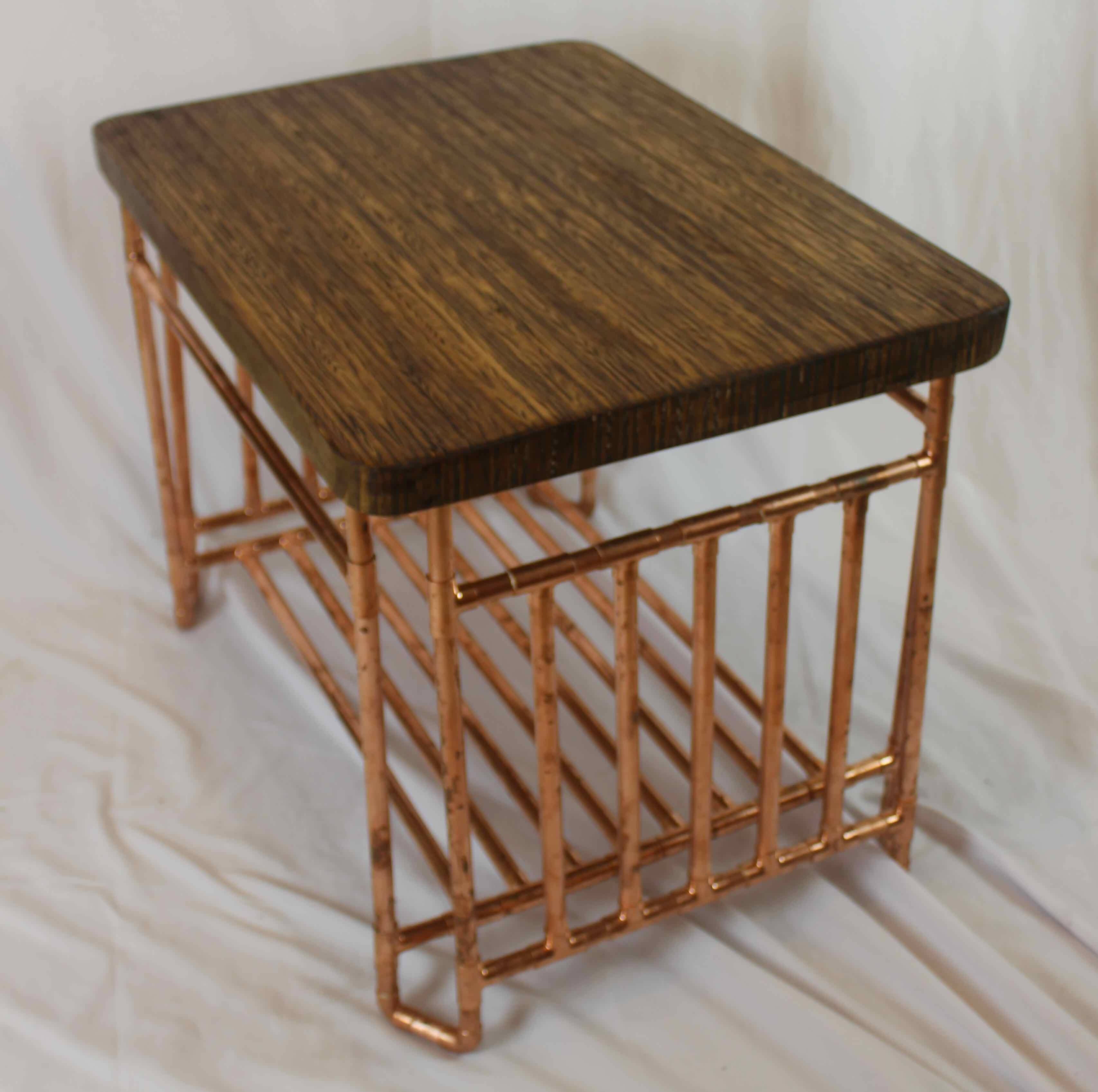Plywood Endgrain & Copper Pipe Table with Shelf – Shop Evanston Made