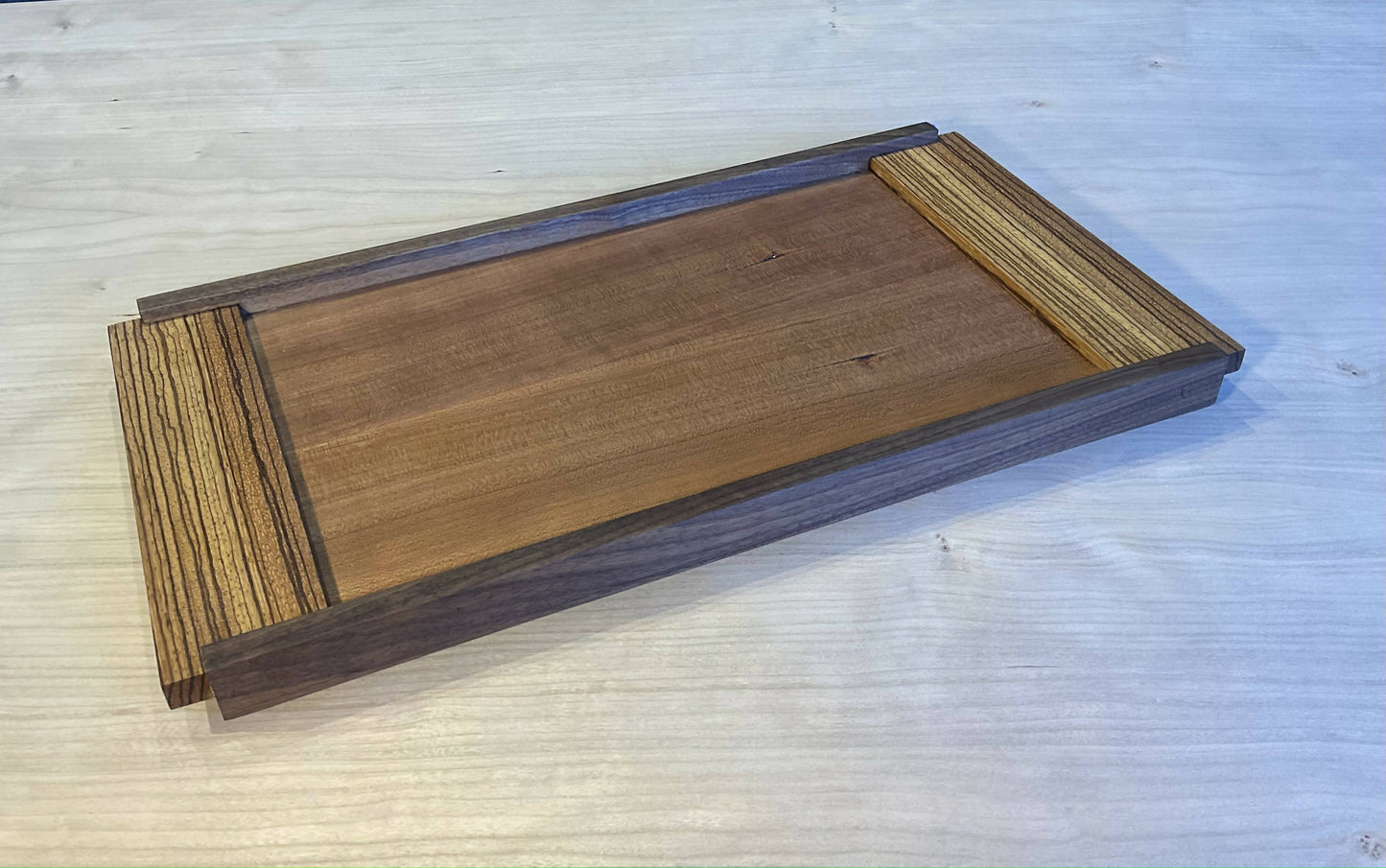 Serving Tray in Striped Zebrawood, Walnut and Cherry