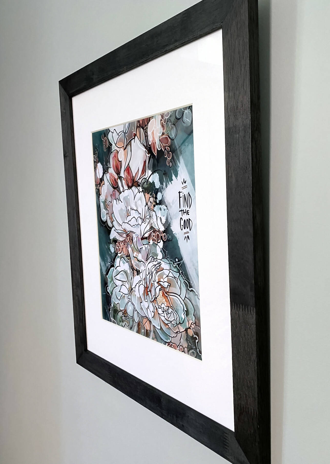 "Find the Good" Lustre Print with Linen Texture, Framed