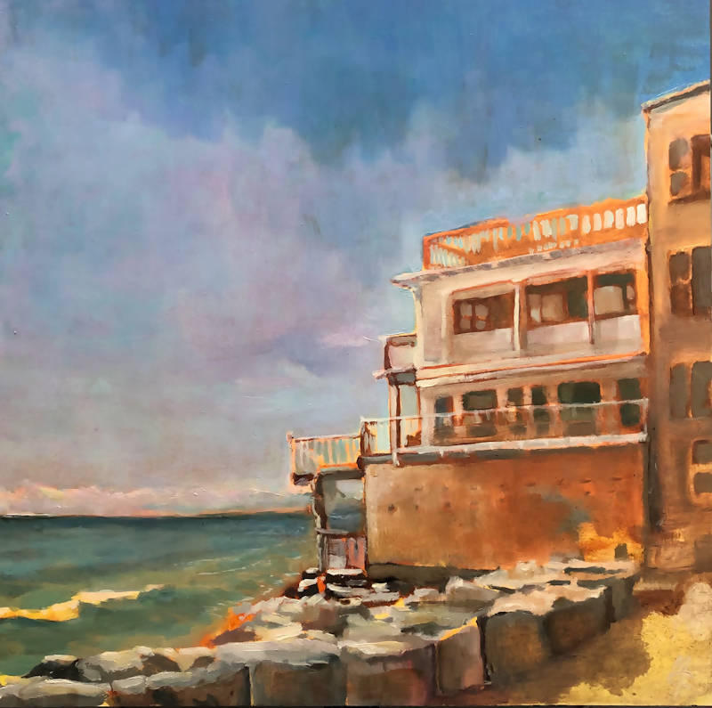 Juneway Beach : Imagining Evanston - 12 x 12 Matted Museum Quality Canvas Print