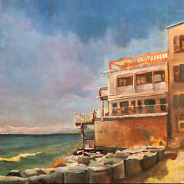 Juneway Beach : Imagining Evanston - 12 x 12 Matted Museum Quality Canvas Print