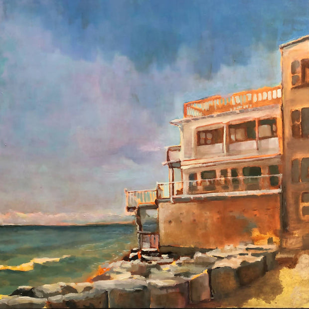 Juneway Beach : Imagining Evanston - 12 x 12 Matted Museum Quality Canvas Print