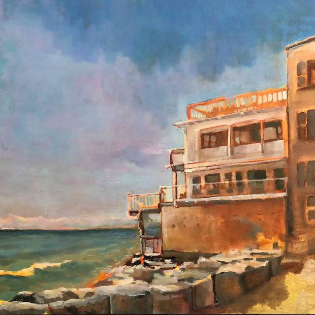 Juneway Beach : Imagining Evanston - 12 x 12 Matted Museum Quality Canvas Print