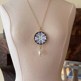 Summer Storm over Lake Michigan Pendant with Freshwater Pearl