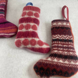 Mini Stocking Boot Repurposed Sweater Felted Wool