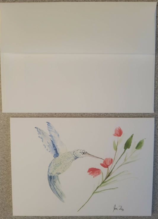 3.5x5 Hummingbird Watercolor Printed Card