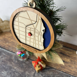 Evanston City Map Ornament