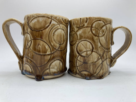 Circle texture handbuilt mugs