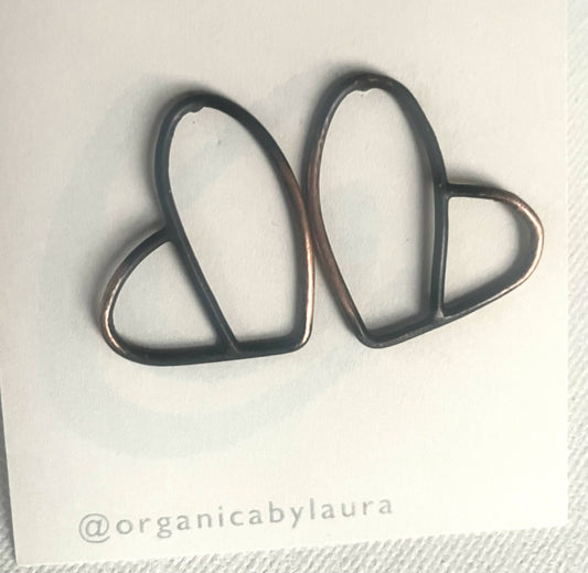 Copper heart earrings