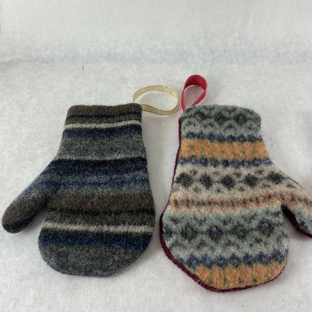 Mini Mitten Stocking Repurposed Sweater Felted Wool