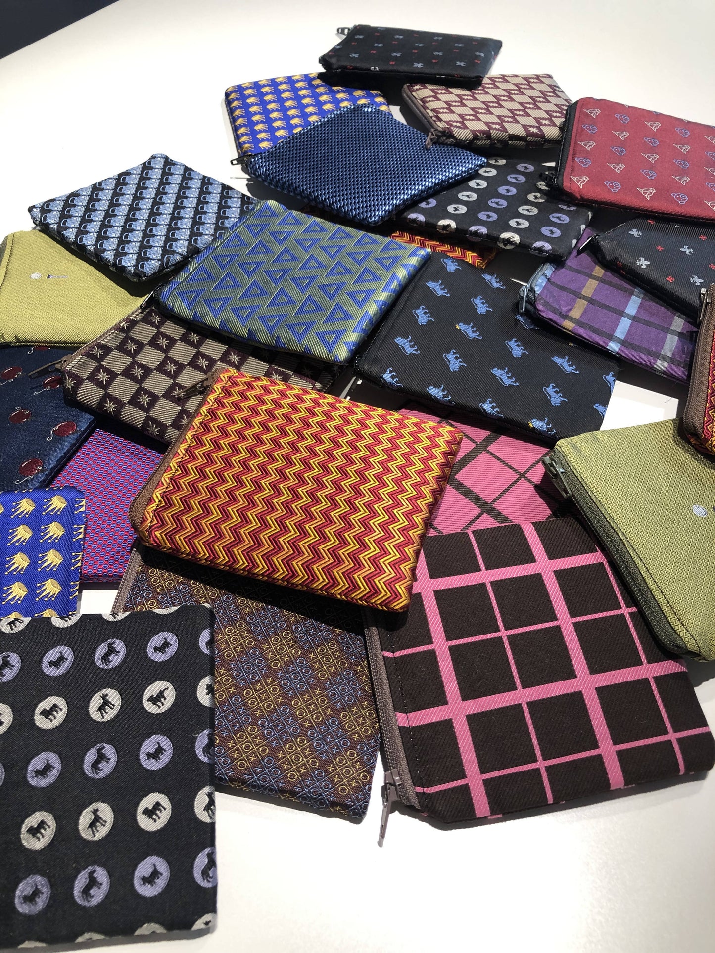 Coin purse - zippered - mens tie silk and men's suiting fabric