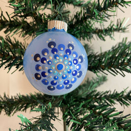 Christmas Ornament Hand Painted Mandala Glass Round Orb