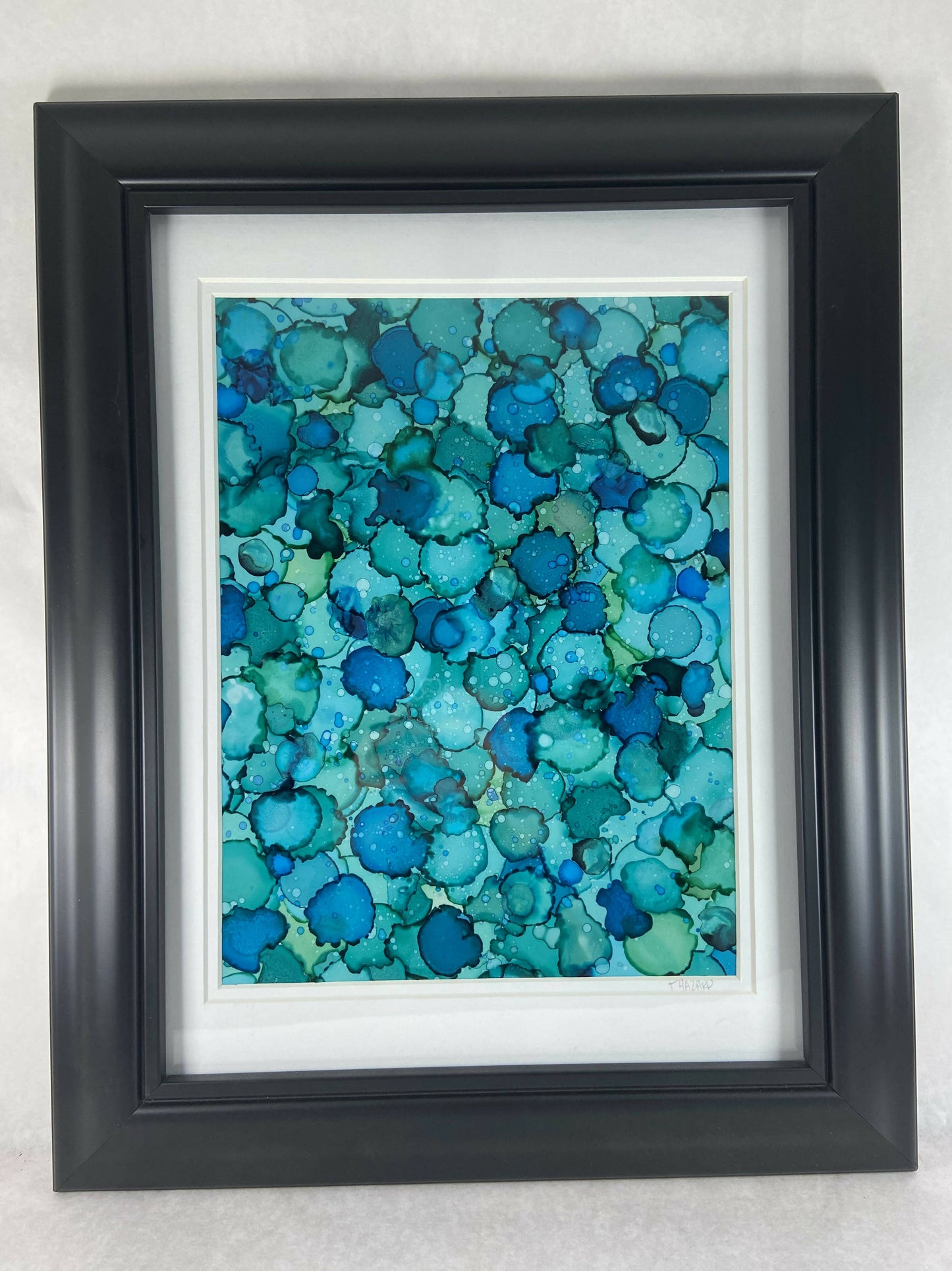 Framed Alcohol Ink Lily Pad Art On Yupo 12x16