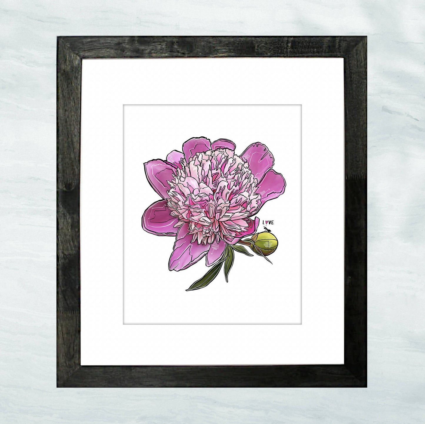 "Admiration" Lustre Print with Linen Texture, Framed