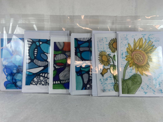 Set of 2 Notecards Assorted Alcohol Ink