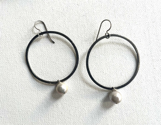 Sterling silver Texturized circle earrings