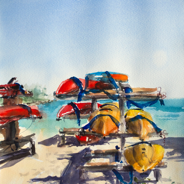 Kayaks on Dempster Beach