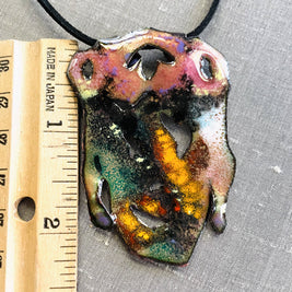 Catrina or Skull enamel pendant