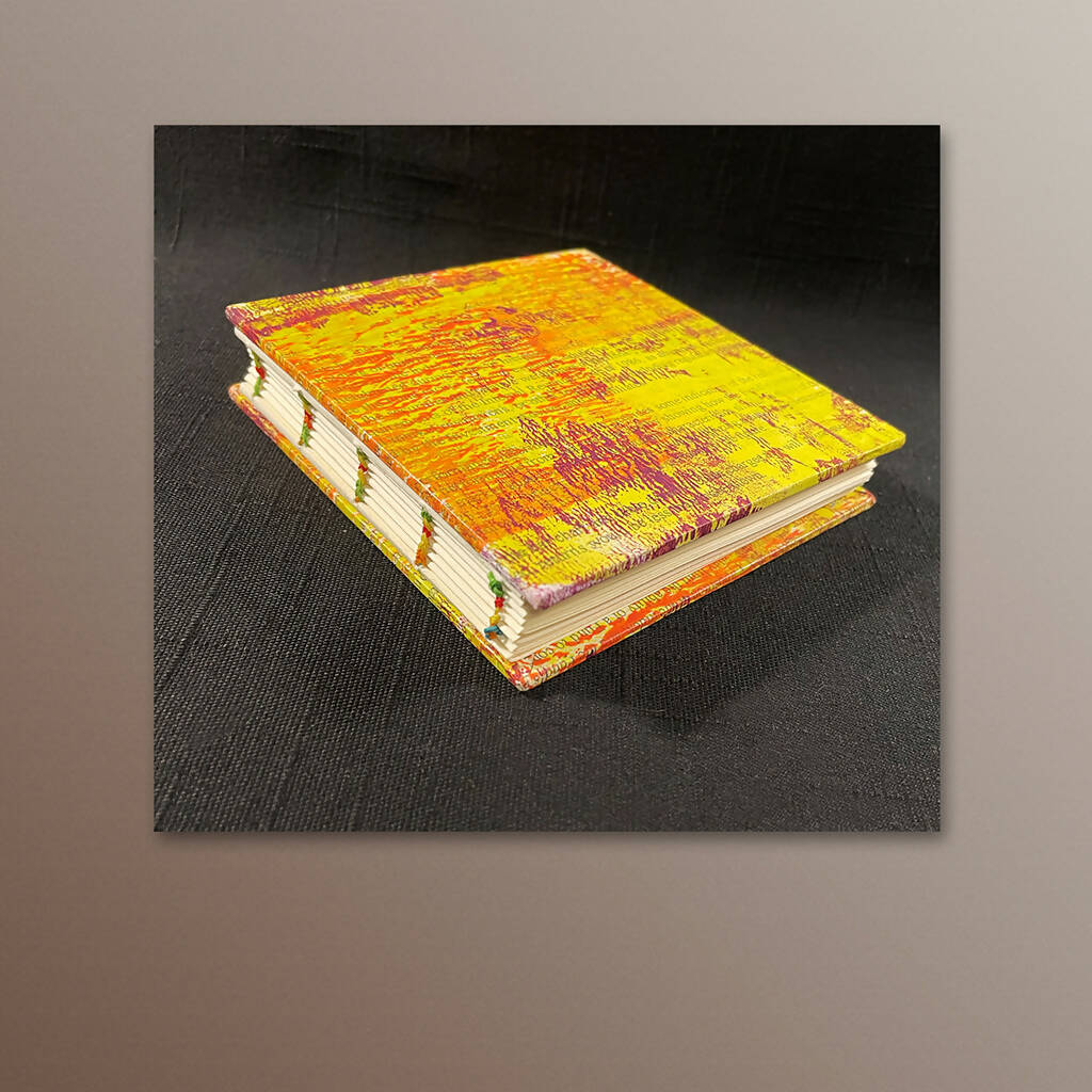 Handmade Book • Grunge Monoprint Cover • Exposed Chainlink Binding