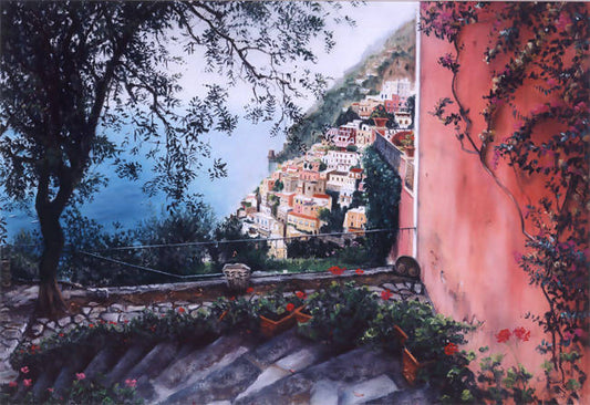 Scalinatella in Positano - Framed giclee print