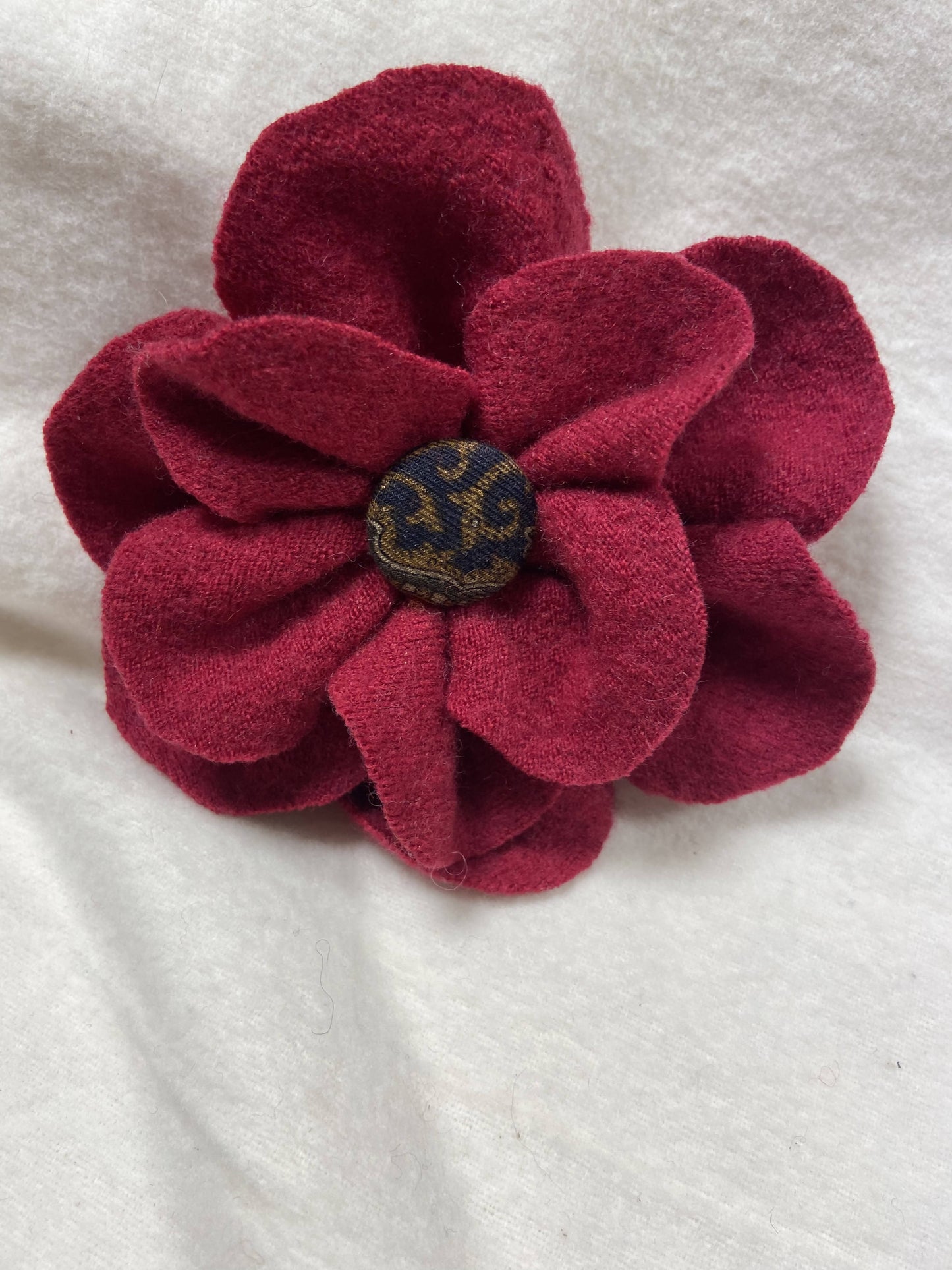 Repurposed Sweater Felted Wool Flower Brooch Pin