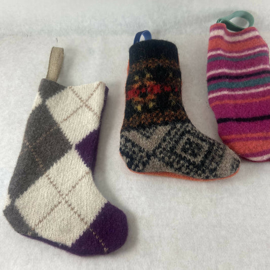 Mini Stocking Boot Repurposed Sweater Felted Wool