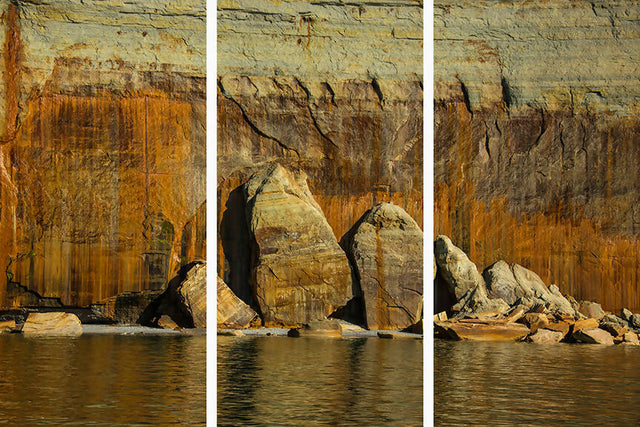 Rock Wall, Pictured Rocks N.P. - Triptych