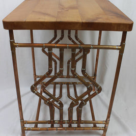 Diamond Deco Cherry & Copper Pipe End Table
