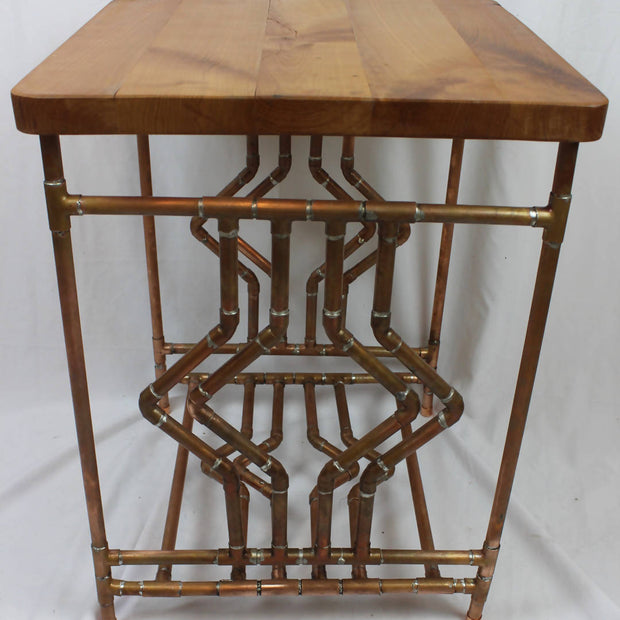 Diamond Deco Cherry & Copper Pipe End Table
