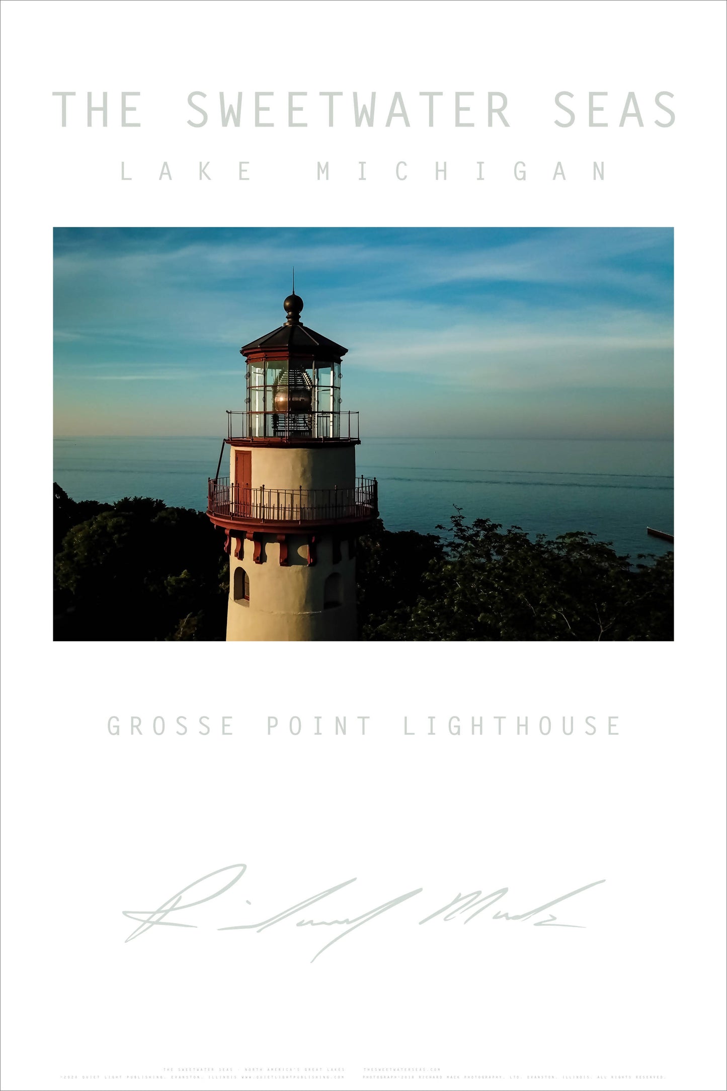Sweetwater Seas Fine Art Poster - Gross Point Lighthouse Aerial 2