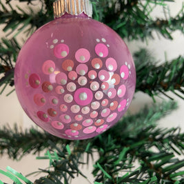 Christmas Ornament Hand Painted Mandala Glass Round Orb