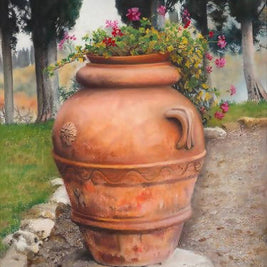 Urn with Geraniums - Montepulciano - pastel