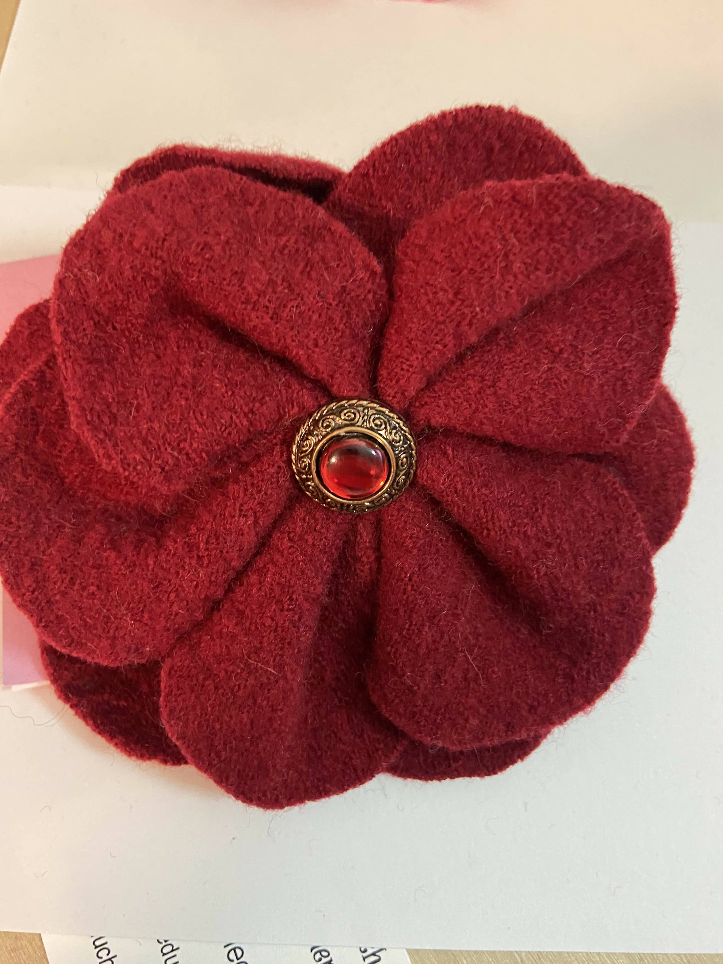 Repurposed Sweater Felted Wool Flower Brooch Pin